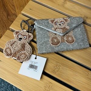 Rachel Zoe Beaded Teddy Bear Keychain and coin Pouch